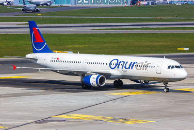 Airplane on airport runway