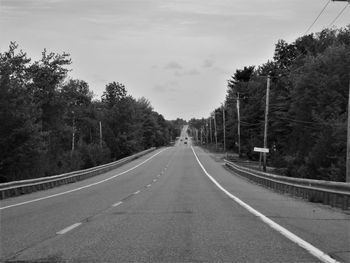 Empty road along trees and plants