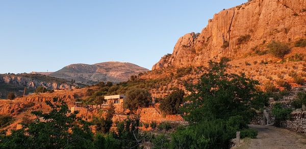 Scenic view of mountains against clear sky