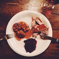 Close-up of food served in plate