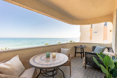 Deck chairs on beach