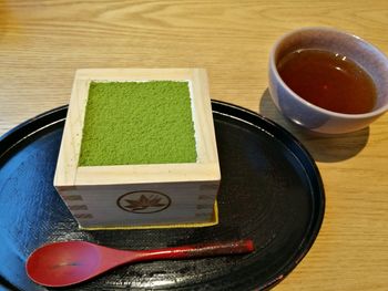 Close-up of tea served on table