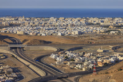 High angle view of the city of muscat