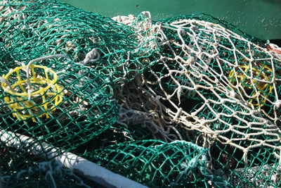 High angle view of fishing net in sea