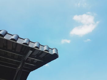 Low angle view of built structure against blue sky