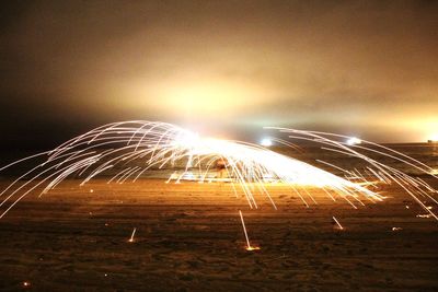 Firework display at night