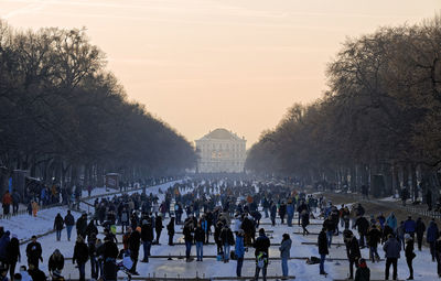 People at town square during winter