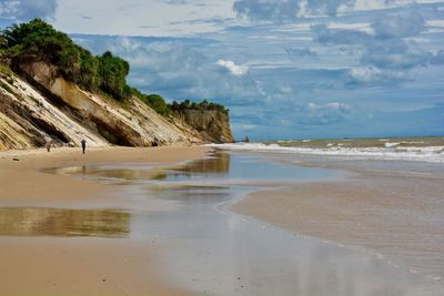 Scenic view of beach against sky