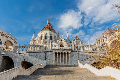 Beautiful architecture of the halaszbastya or fisherman's bastion in budapest, hungary