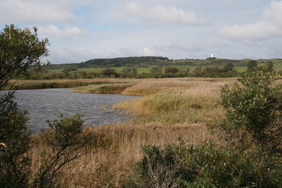 Scenic view of land against sky