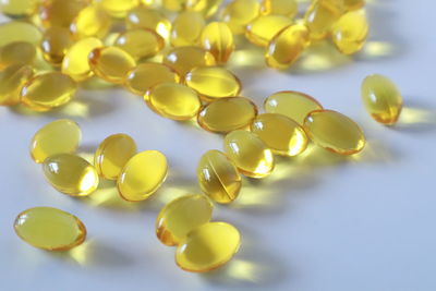 Full frame shot of yellow berries on table