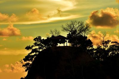 Low angle view of silhouette trees against sky during sunset