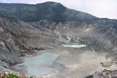 Scenic view of mountains crater against sky