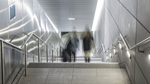 Illuminated corridor of building