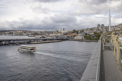 High angle view of bridge over river in city