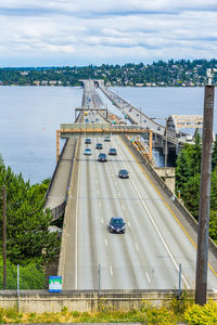 Interstate 90 floating bridges in seattle, washington.