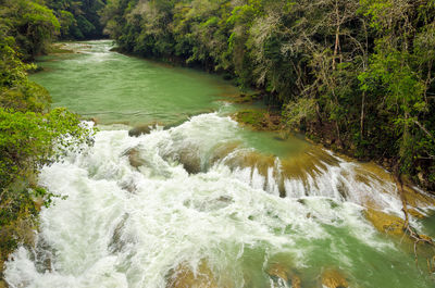 Scenic view of river flowing through rocks