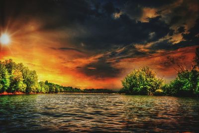 Scenic view of sea against sky during sunset