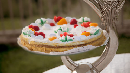 Close-up of cake on table