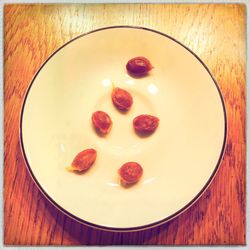 High angle view of cake in plate