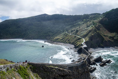 High angle view of beach against sky