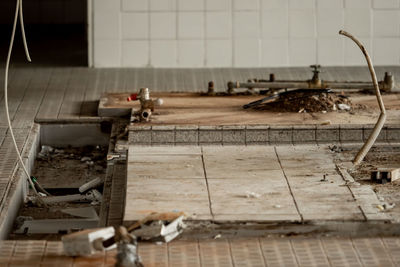 Abandoned shopping cart on floor