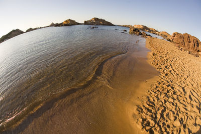 Scenic view of sea against clear sky