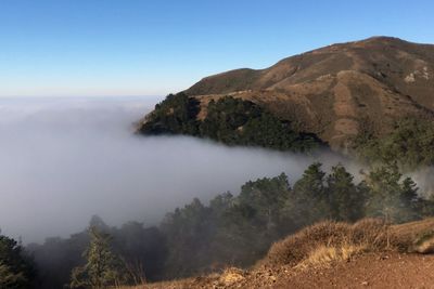 Scenic view of mountains against clear sky