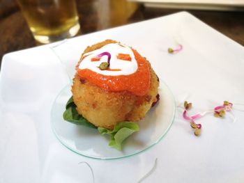 Close-up of dessert in plate