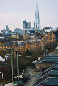 High angle view of buildings in city