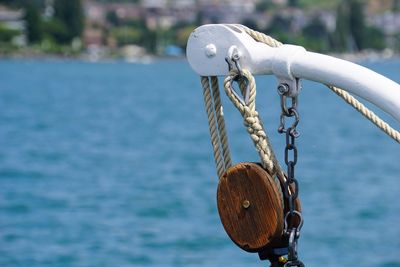 Cropped image of boat on sea