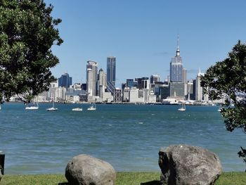 Buildings in city at waterfront