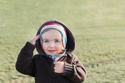 Portrait of cute girl on grass