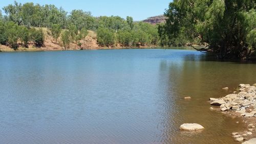 Scenic view of lake against sky