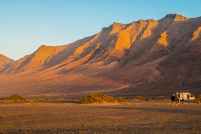 View of people riding horse on land