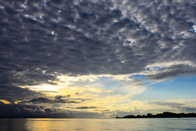 Scenic view of sea against dramatic sky