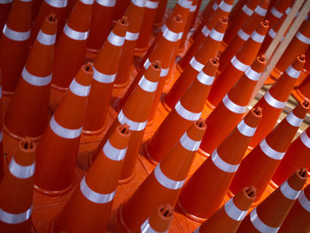 A row of traffic cones background . concept traffic