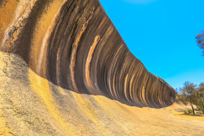 Low angle view of rock formations against sky