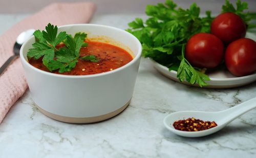 Close-up of food in bowl on table