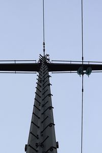 Low angle view of cables against clear sky