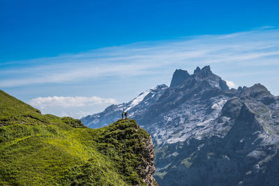 The wandertrail horizontweg from alpen tower to engstlenalp, along gental, switzerland