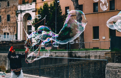 Multi colored bubbles in building