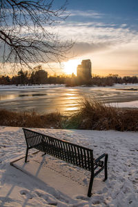 Scenic view of lake during winter