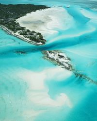 High angle view of swimming pool by sea