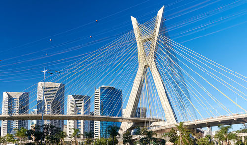 Low angle view of suspension bridge