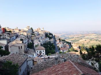 High angle view of townscape against sky