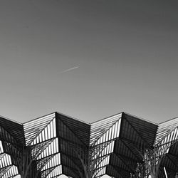 Low angle view of buildings against clear sky