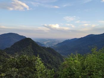 Scenic view of mountains against sky