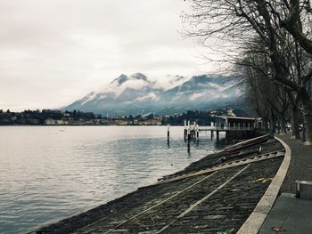 Scenic view of lake against sky