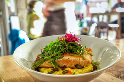 Close-up of meal served in bowl